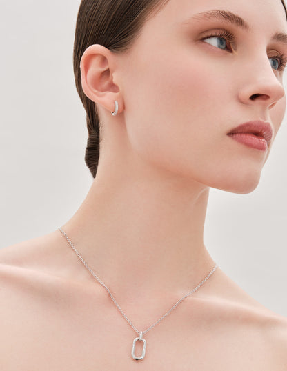 Round Pavé Hoops In Silver