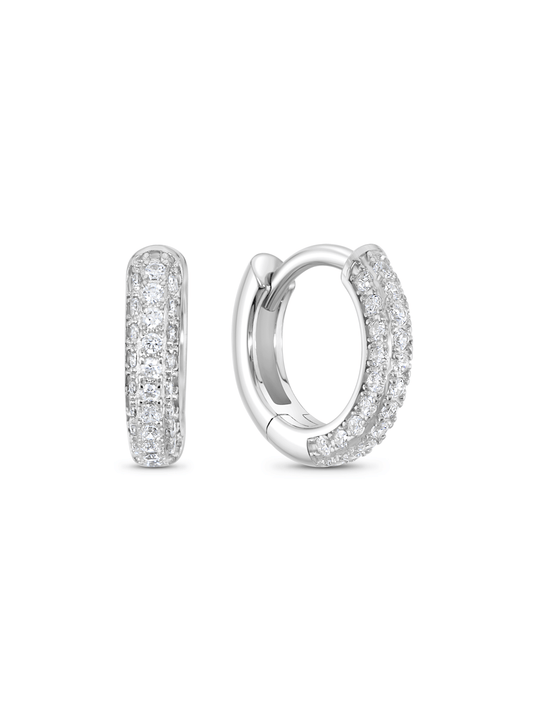Round Pavé Hoops In Silver