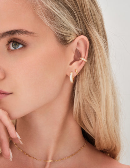 Round Pavé Hoops In Gold