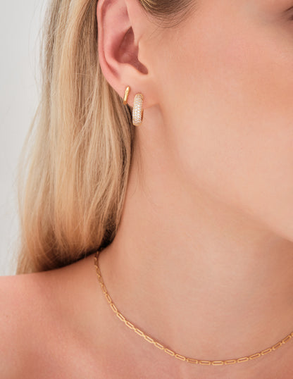 Round Pavé Hoops In Gold