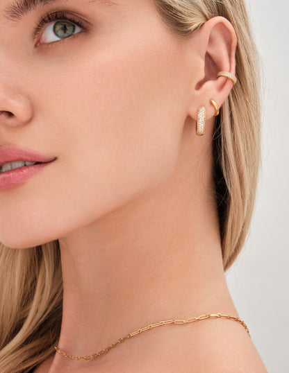 Round Pavé Hoops In Gold