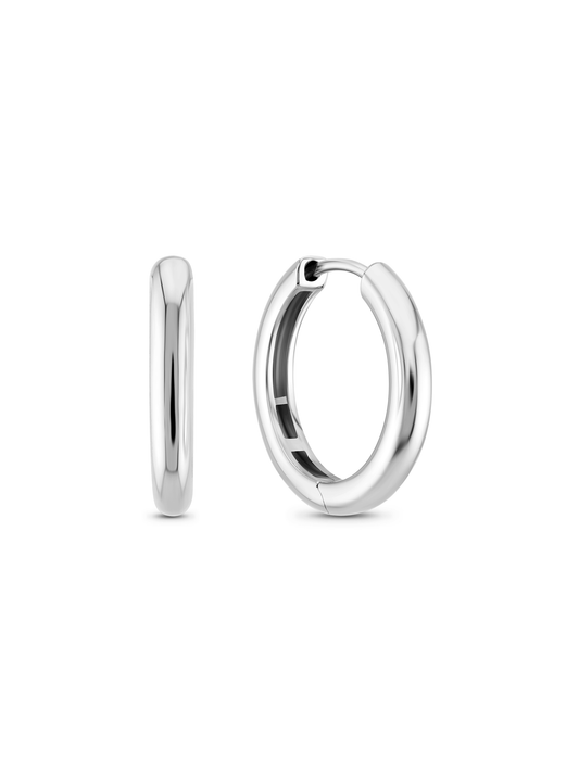 Smooth Hinge Hoops In Silver