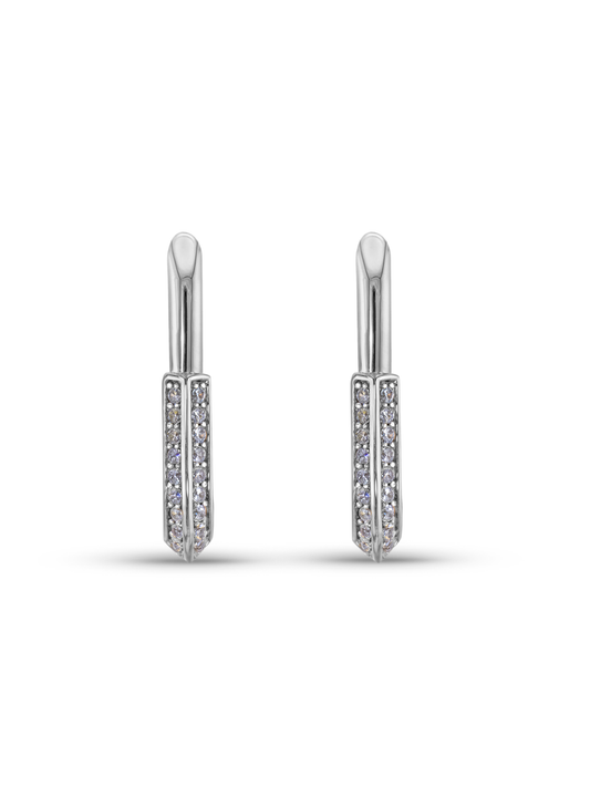 LINKED PAVÉ HOOPS IN SILVER