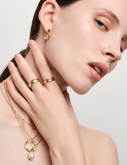 Aurum Molten Hoop Earrings in Gold