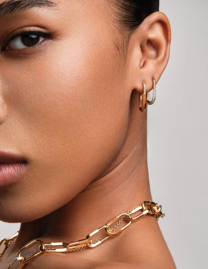 Linked Pavé Hoops In Gold