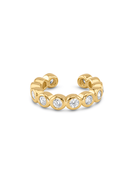 Clear Crystal Ear Cuff In Gold