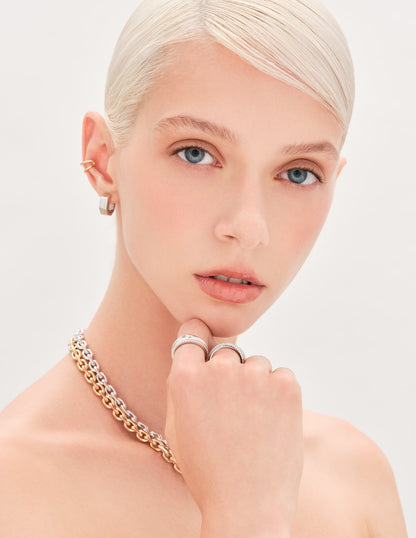 Double Row Crystal Ear Cuff In Gold