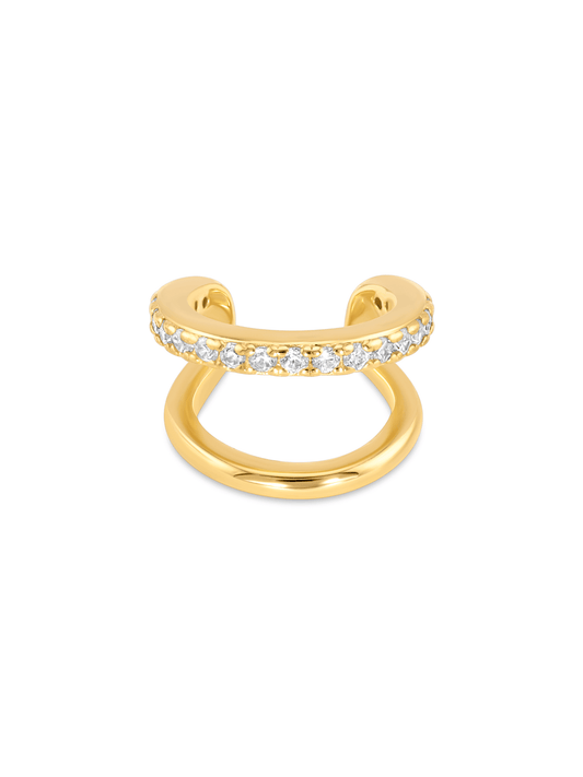 DOUBLE ROW CRYSTAL EAR CUFF IN GOLD