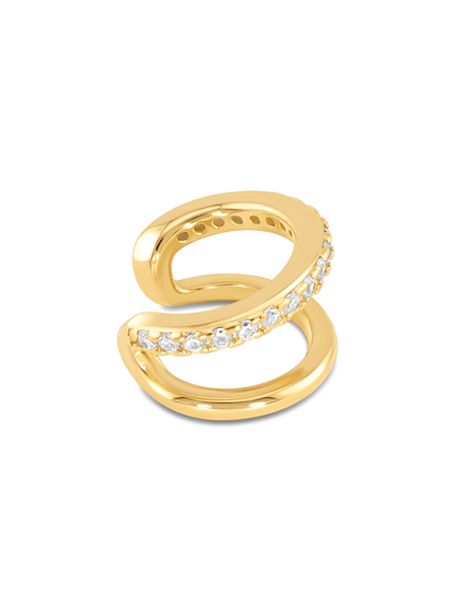 Double Row Crystal Ear Cuff In Gold