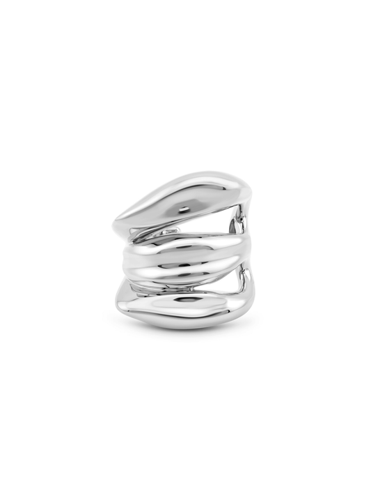 Fluidity Triple Ear Cuff In Silver