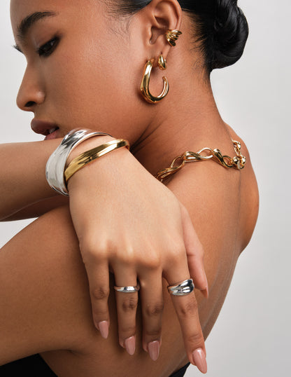 Fluidity Triple Ear Cuff In Gold