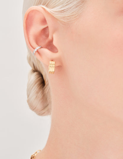 Clear Crystal Ear Cuff In Silver