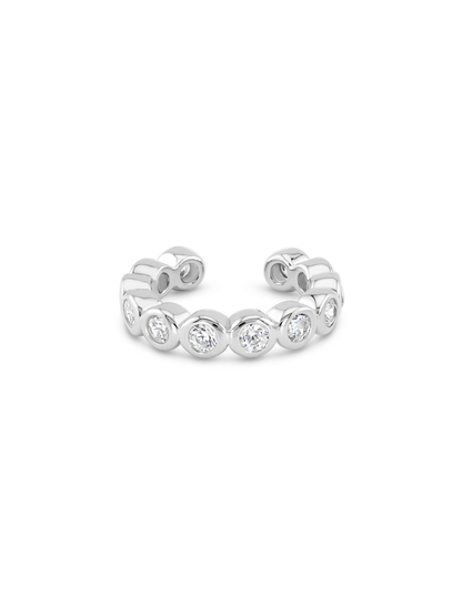 Clear Crystal Ear Cuff In Silver