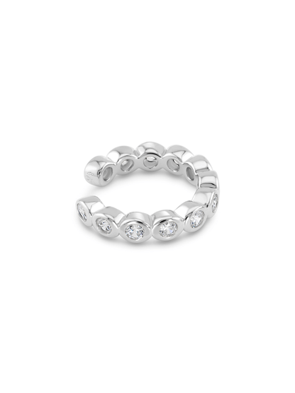Clear Crystal Ear Cuff In Silver