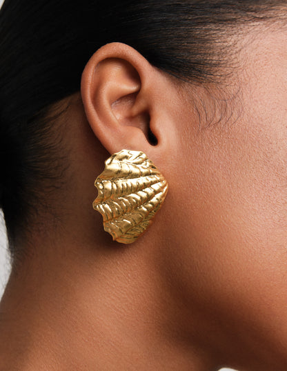 Oversized Shell Studs In Gold