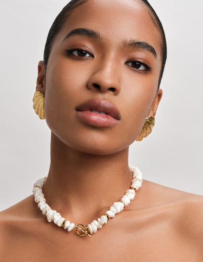 Oversized Shell Studs In Gold