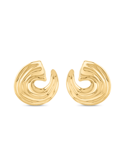 Fluidity Statement Studs In Gold