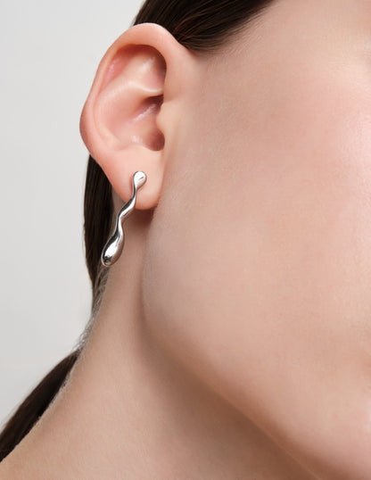 Fluidity Mismatch Studs In Silver
