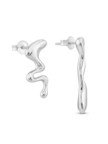 Fluidity Mismatch Studs In Silver