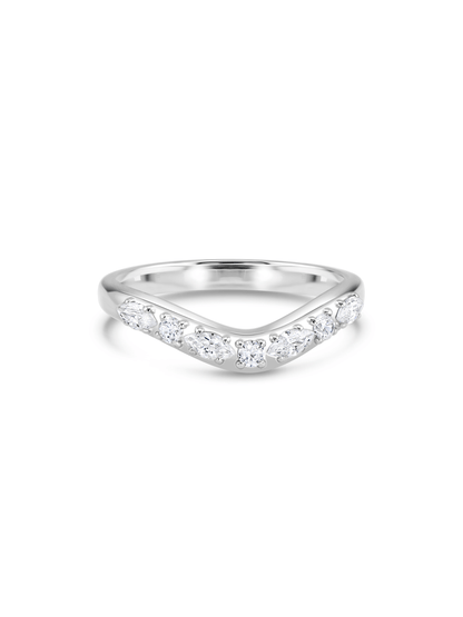 Pavé V-Shaped Stacking Ring in Silver