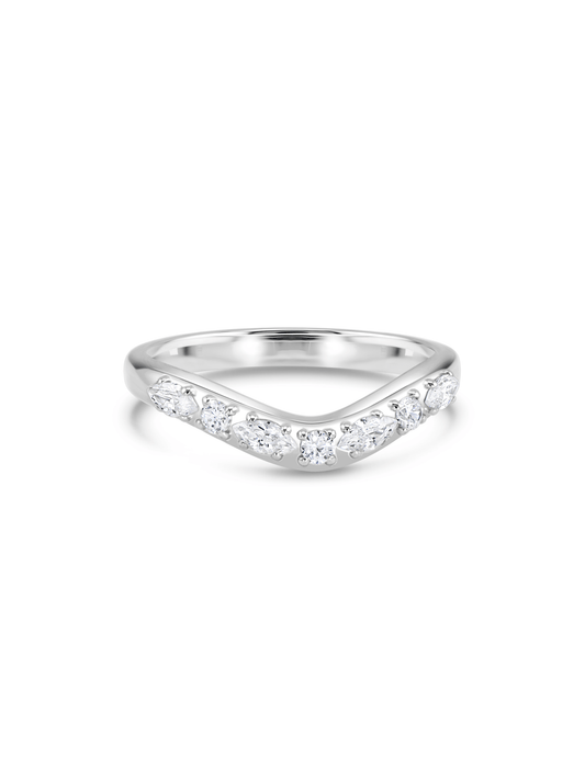 Pavé V-Shaped Stacking Ring in Silver