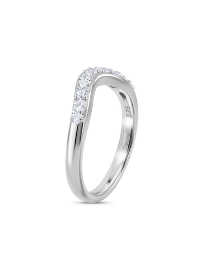 Pavé V-Shaped Stacking Ring in Silver