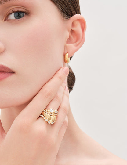 Crystal Pavé Stacking Ring in Gold