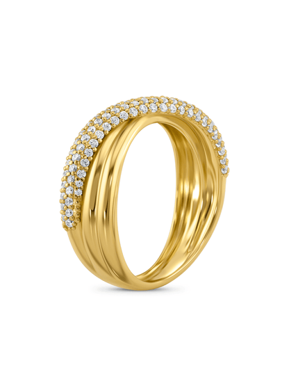 Crossover Pavé Stacking Ring in Gold