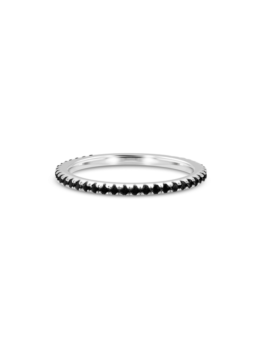Black Pavé Ring In Silver