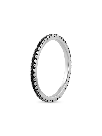 Black Pavé Ring In Silver