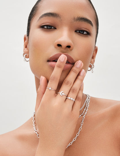 Celestial Triple Star Pavé Ring in Silver