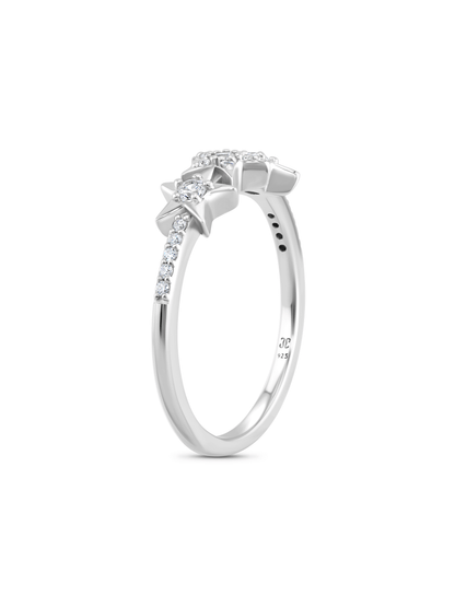 Celestial Triple Star Pavé Ring in Silver