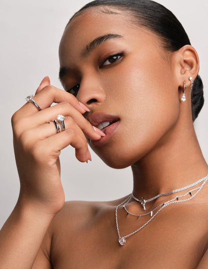 Tusk Pear Crystal Wrap Ring in Silver