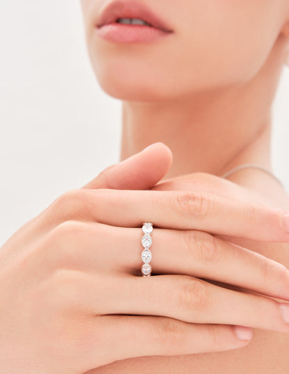 Oval Crystal Eternity Ring In Silver