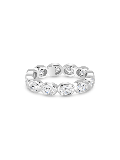 Oval Crystal Eternity Ring In Silver
