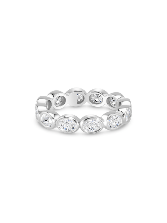 Oval Crystal Eternity Ring In Silver