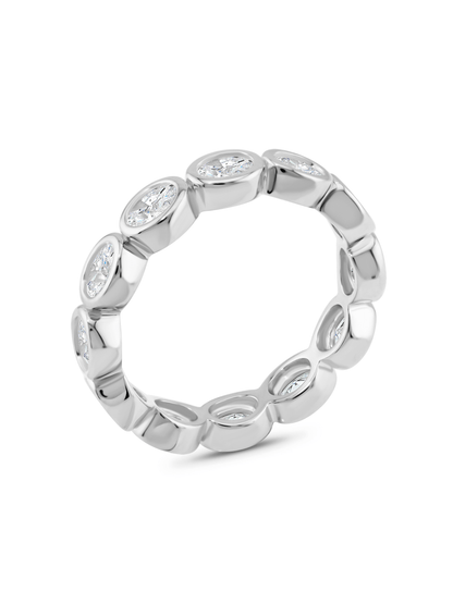 Oval Crystal Eternity Ring In Silver