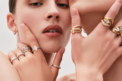 Domed Crystal Star Ring in Silver