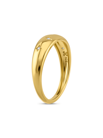 Domed Crystal Star Ring in Gold