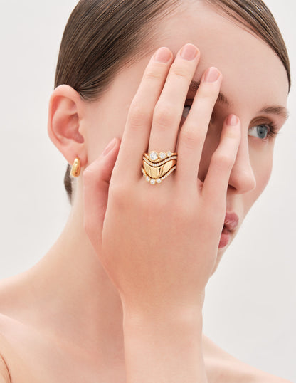 Dipped Edge Stacking Ring In Gold