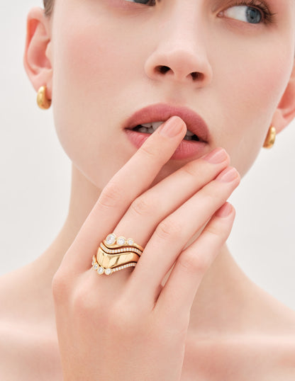 Dipped Edge Stacking Ring In Gold