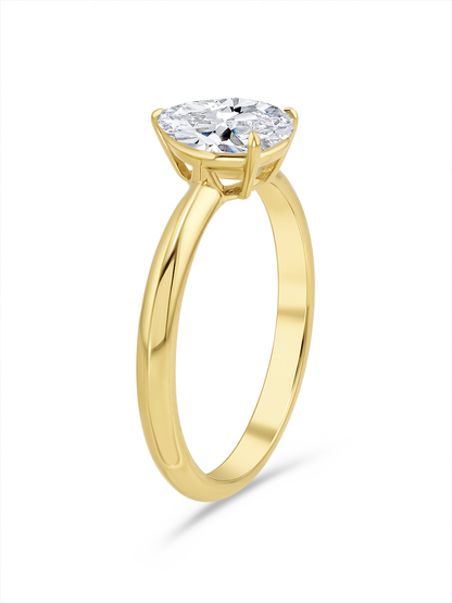 Tusk Pear Crystal Ring in Gold
