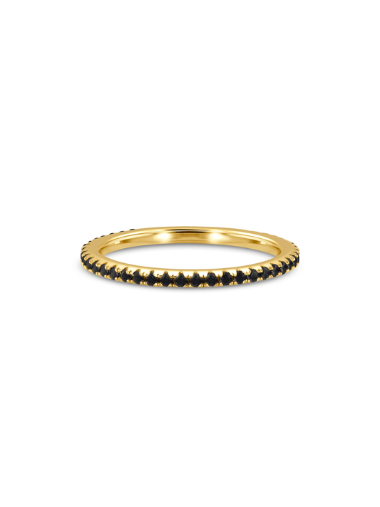Black Pavé Ring In Gold