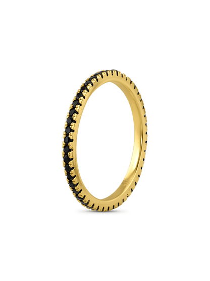 Black Pavé Ring In Gold
