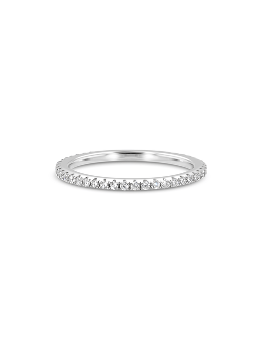 Crystal Pavé Ring Band in Silver