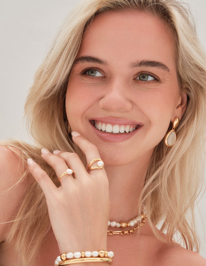 Pebble Pearl Single Pearl Ring In Gold