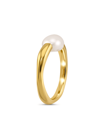 Pebble Pearl Single Pearl Ring In Gold