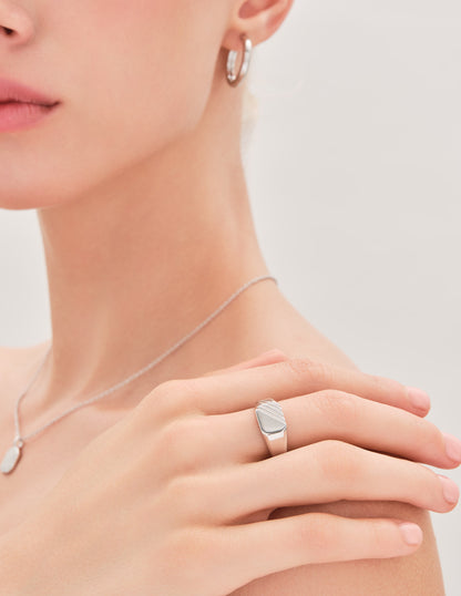 Flat Top Signet Ring In Silver