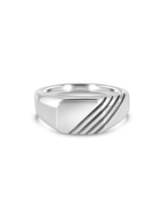 Flat Top Signet Ring In Silver