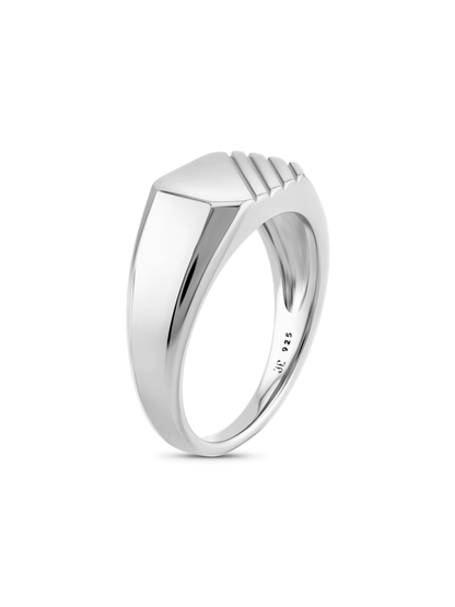 Flat Top Signet Ring In Silver